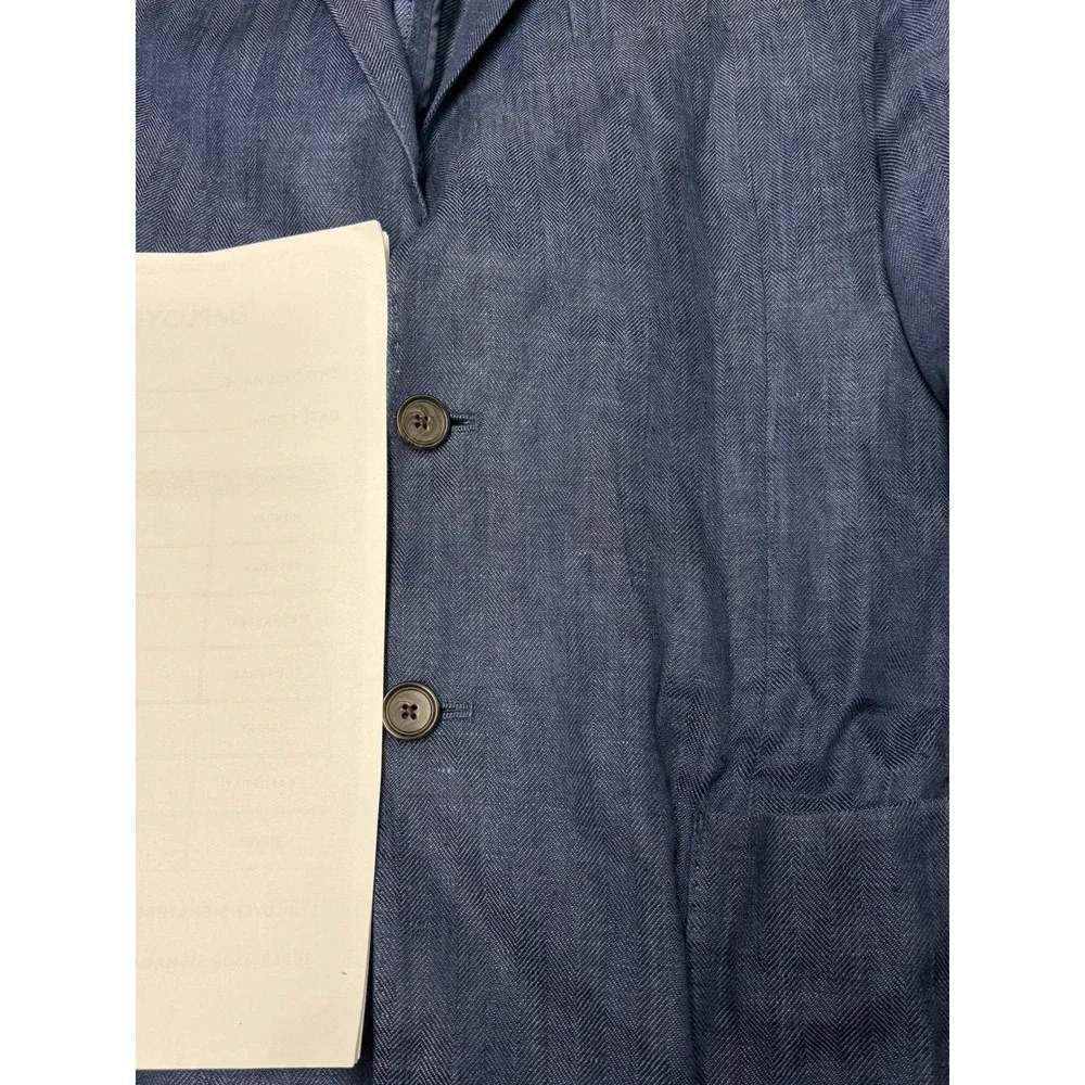 Jos A Bank Reserve Navy Herringbone 100% Linen Blazer Sport Coat Mens 40R
